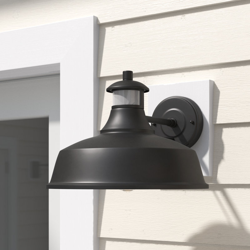 Maxwellton Motion Sensor Farmhouse Barn Light Outdoor dusk To Dawn Sensor Wall Sconces Vintage Black Finish Exterior Light Fixture